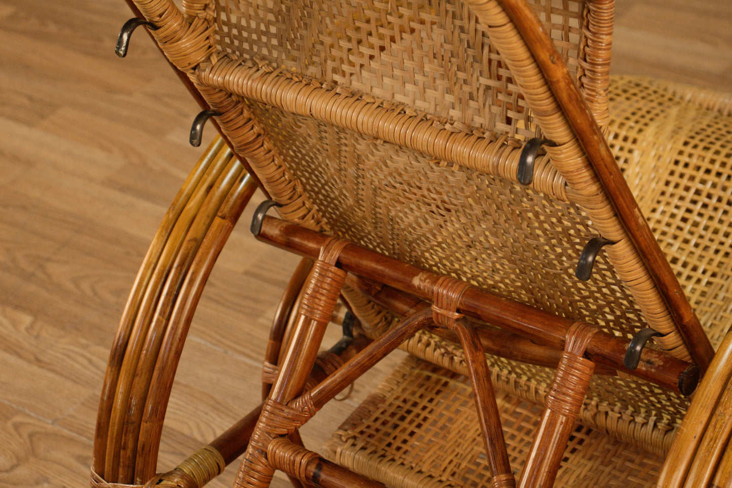 Rattan & Bamboo Reclining Lounge Chair