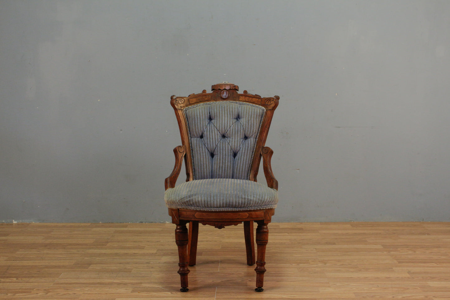 Victorian Eastlake Walnut & Velveteen Parlor Chair
