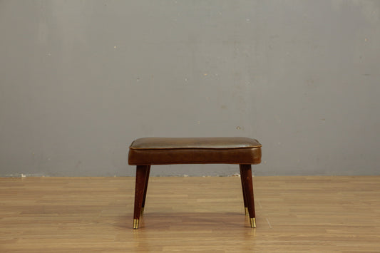 Brown Vinyl Ottoman - ONLINE ONLY