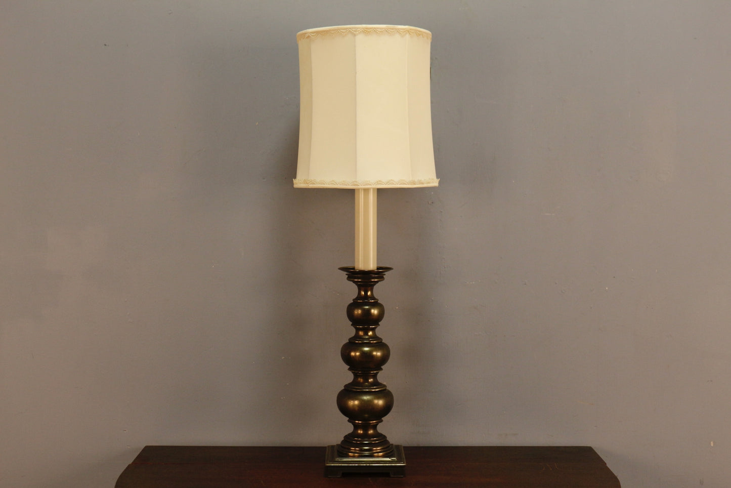 Tall Candle Sleeve & Brass Table Lamp