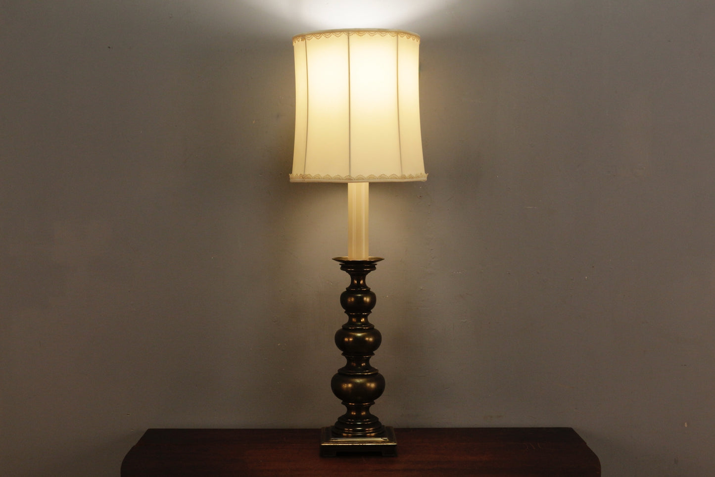 Tall Candle Sleeve & Brass Table Lamp