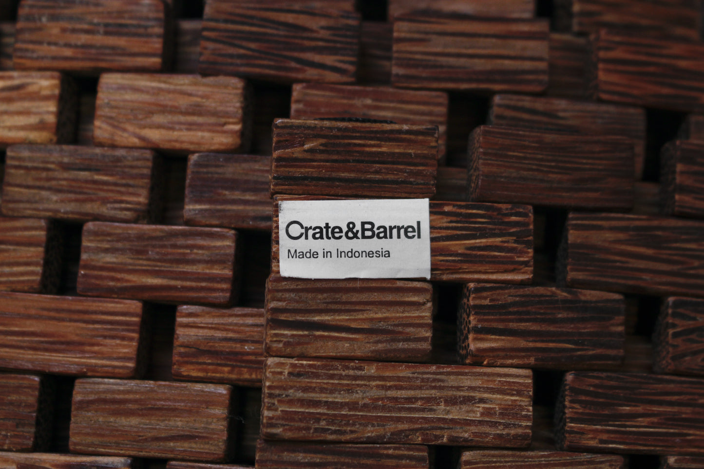 Large Crate and Barrel Lattice Wood Area Rug - ONLINE ONLY