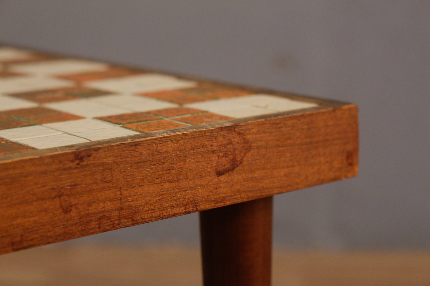 Small Mid Century Chess Tile Side Table