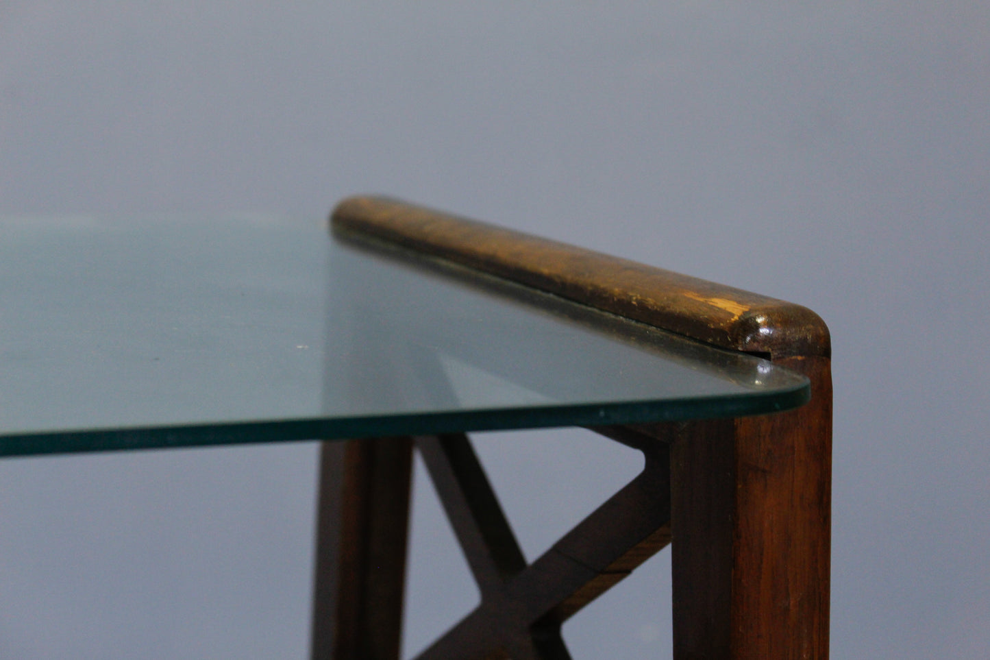 Mid Century Walnut & Glass 2-Tier Side Table