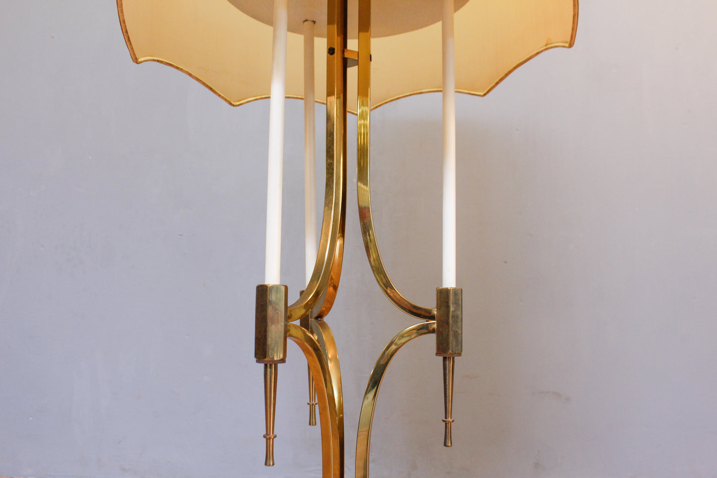 Extra-Tall Brass & White Table Lamp