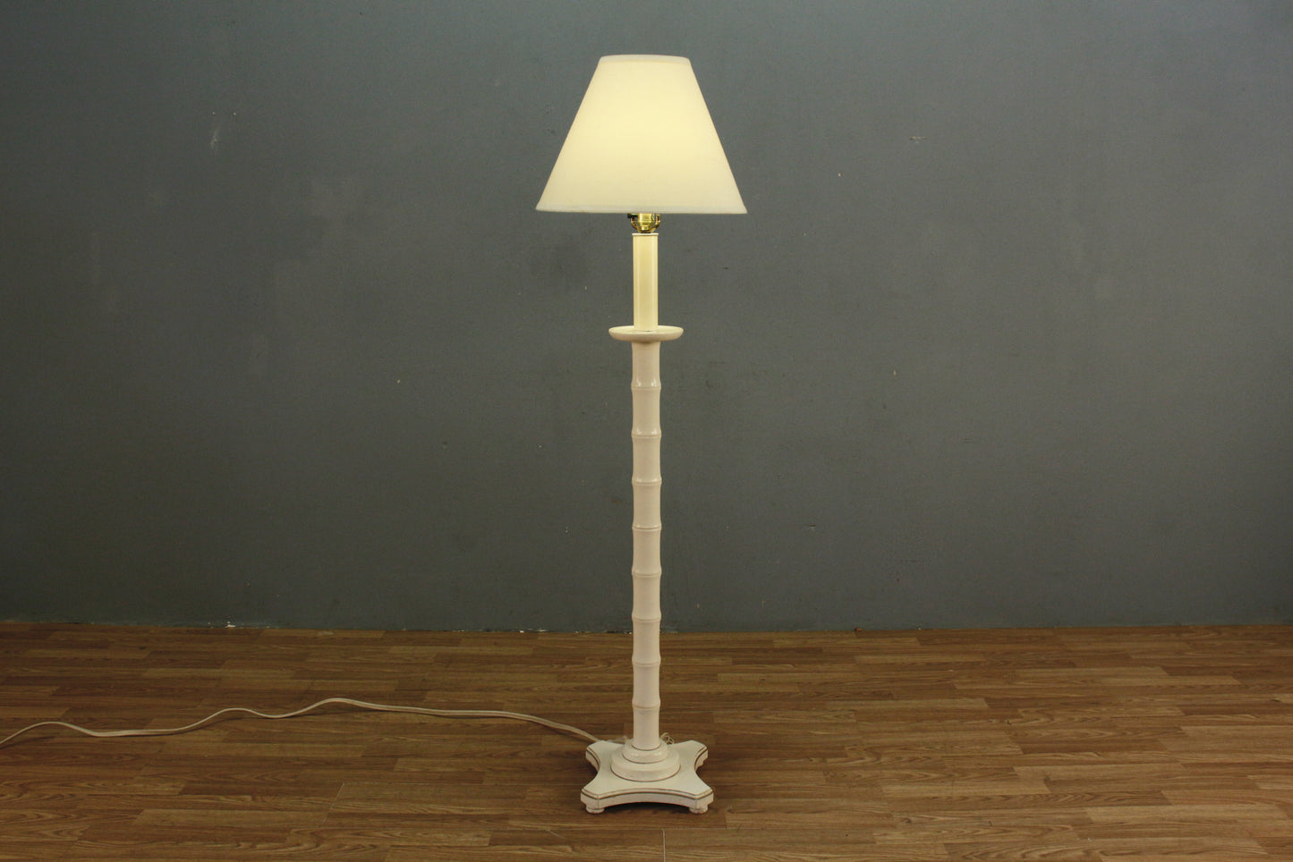 Cream Faux Bamboo Lacquer Floor Lamp