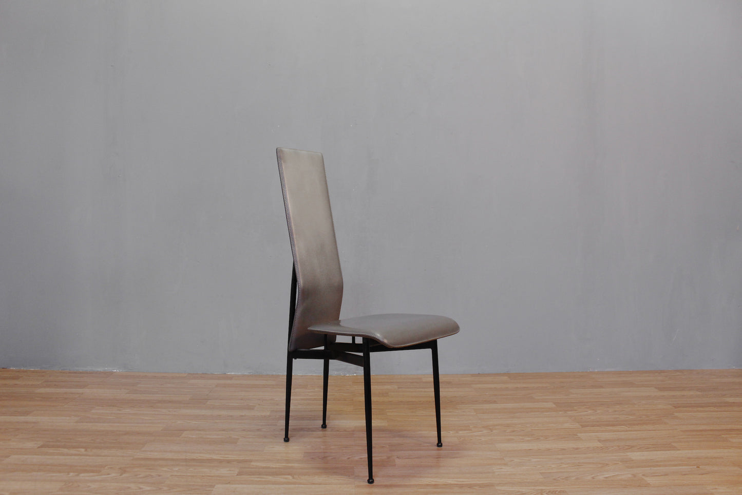 Fasem Italian Modernist Gray Leather Side Chair