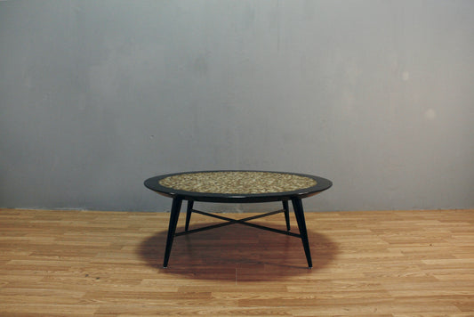 Large Round Faux-Tile Coffee Table