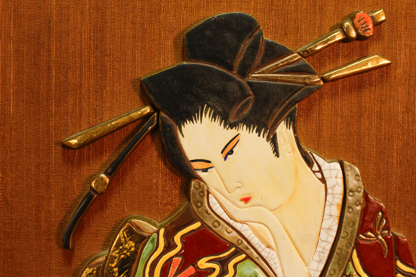 Mid Century Japanese "Okiya" Enamel Painting