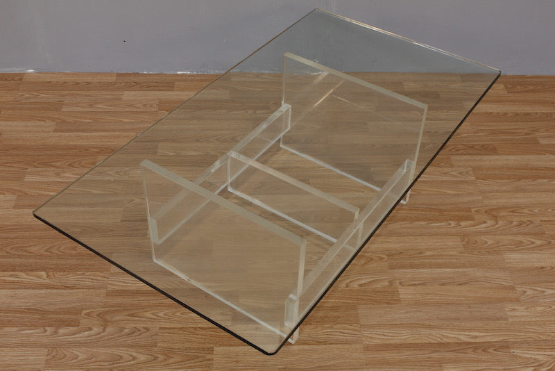 Large Lucite & Glass Coffee Table - ONLINE ONLY