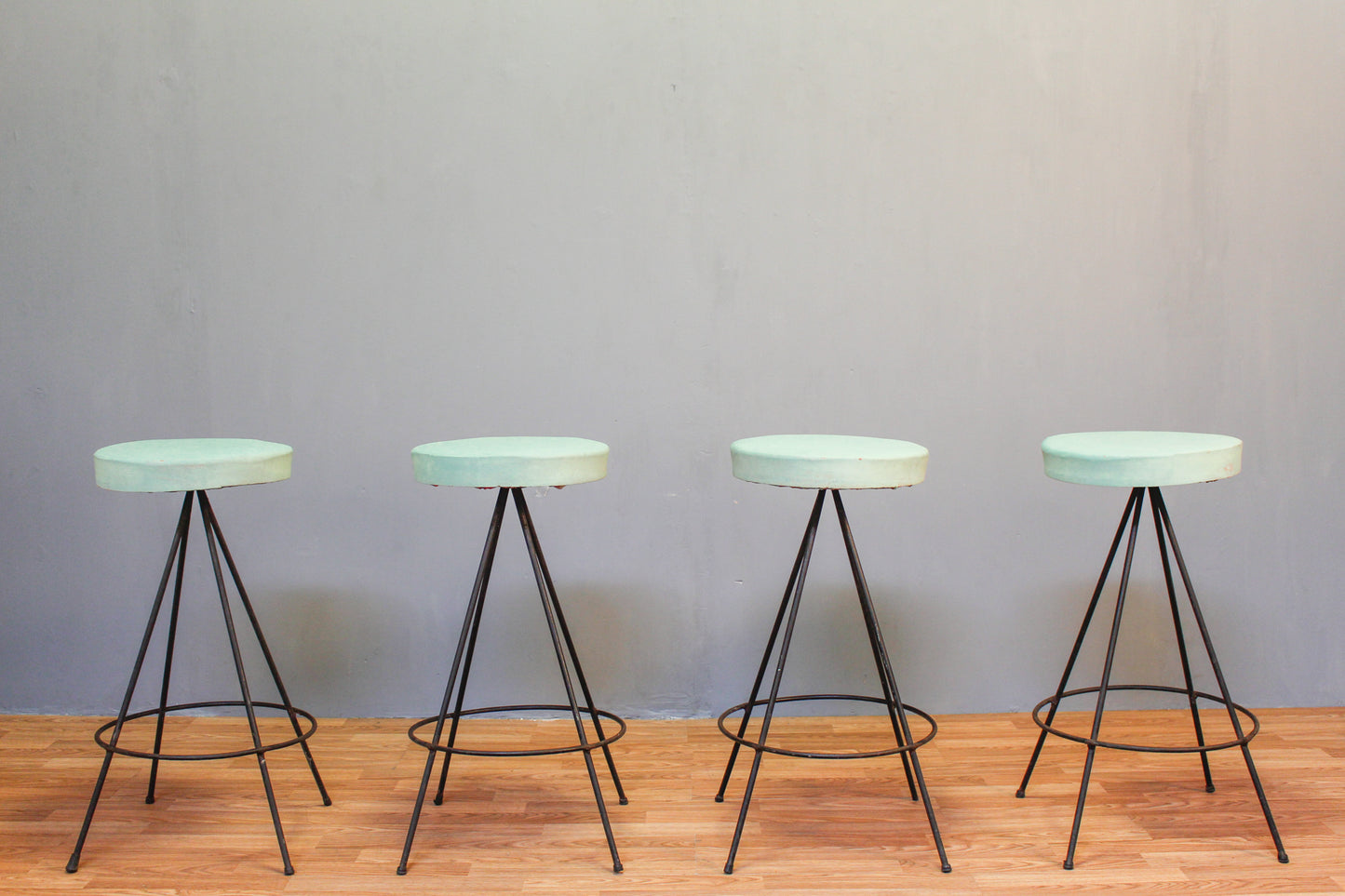 Seafoam & Wrought Iron Bar Stool