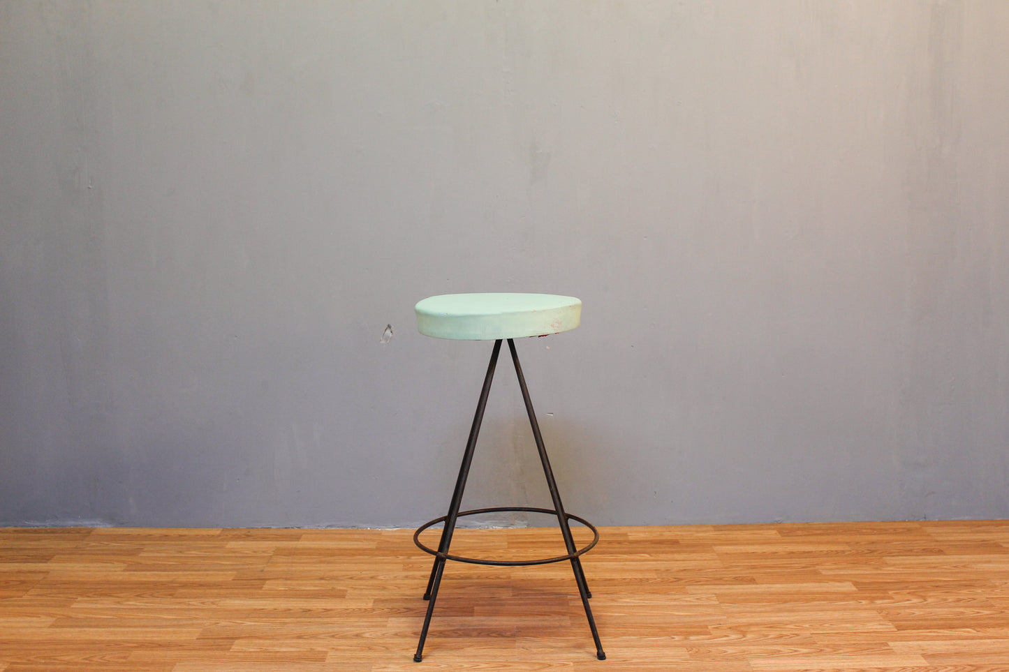 Seafoam & Wrought Iron Bar Stool