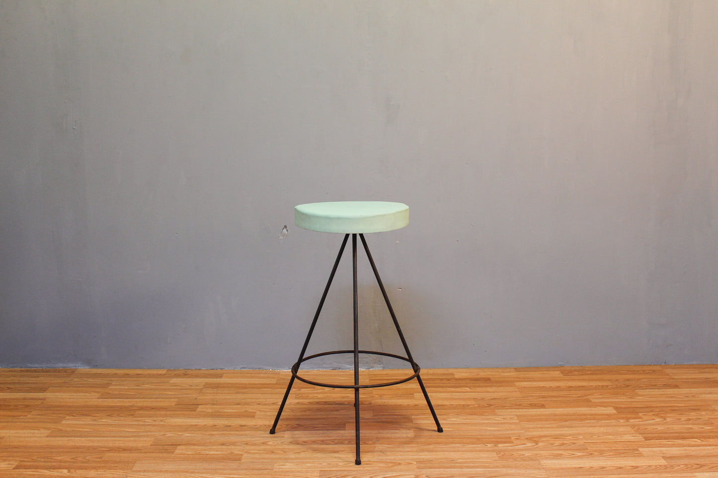 Seafoam & Wrought Iron Bar Stool