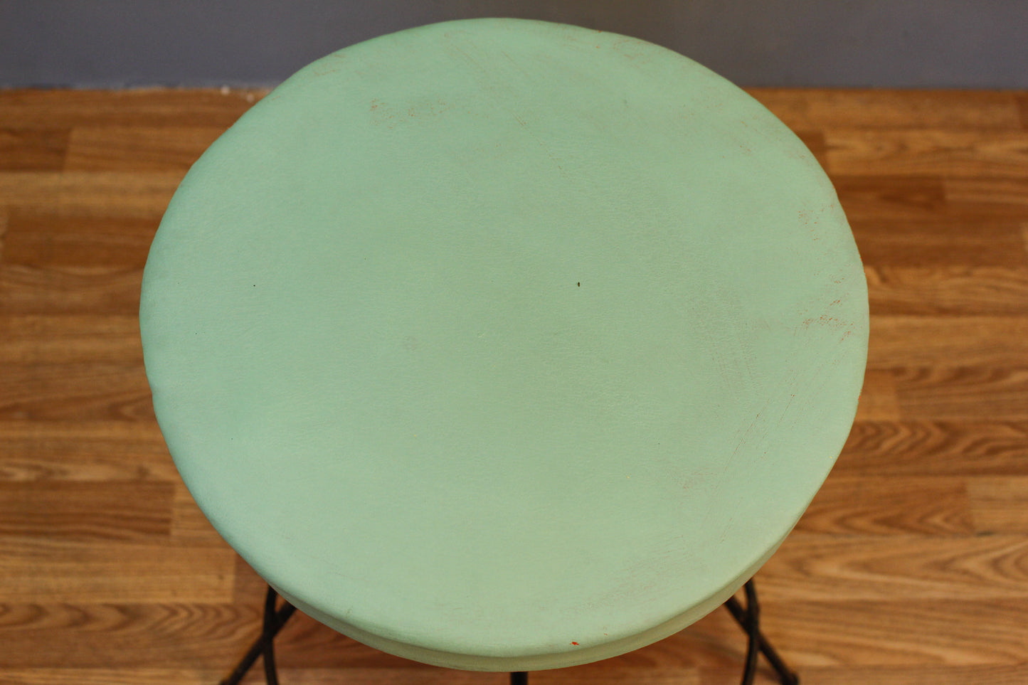 Seafoam & Wrought Iron Bar Stool