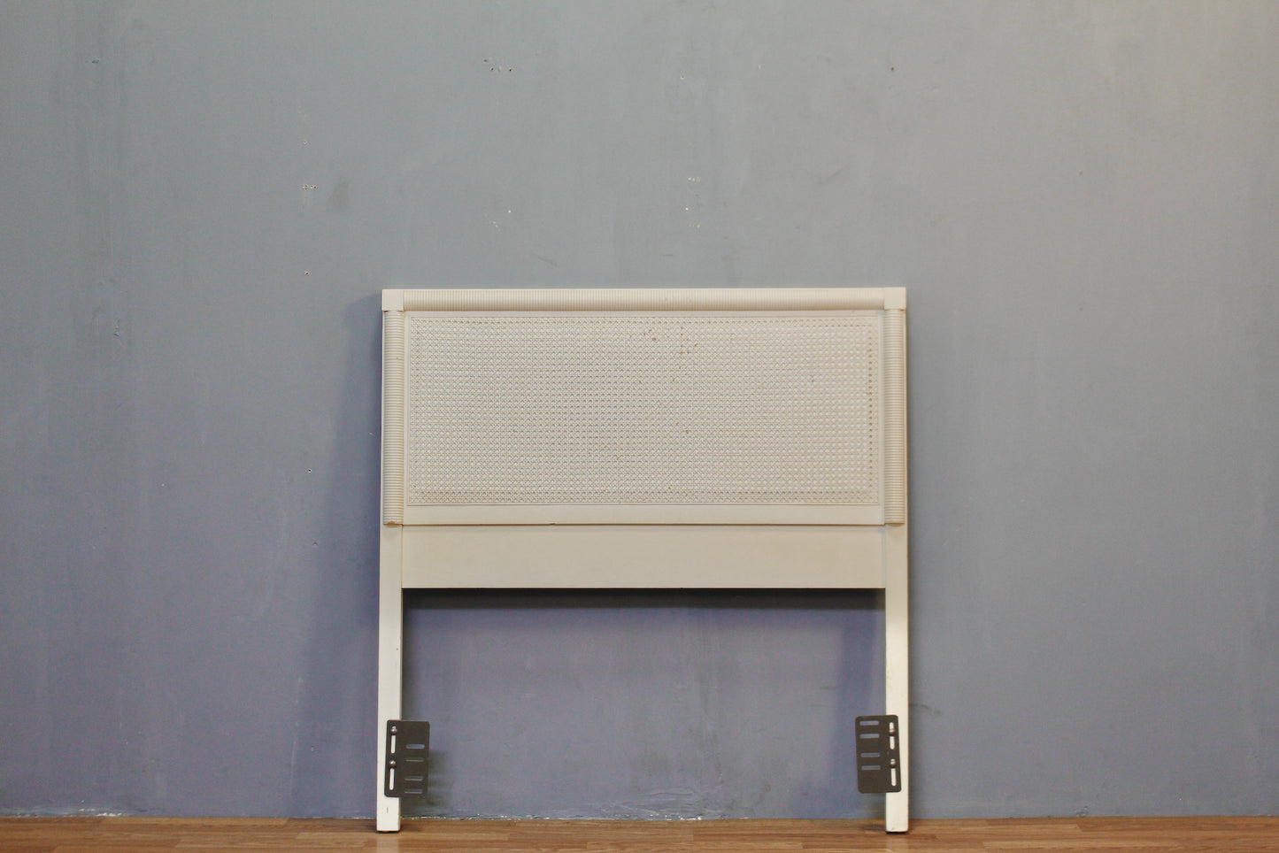 Simple White & Cane Twin Headboard - ONLINE ONLY