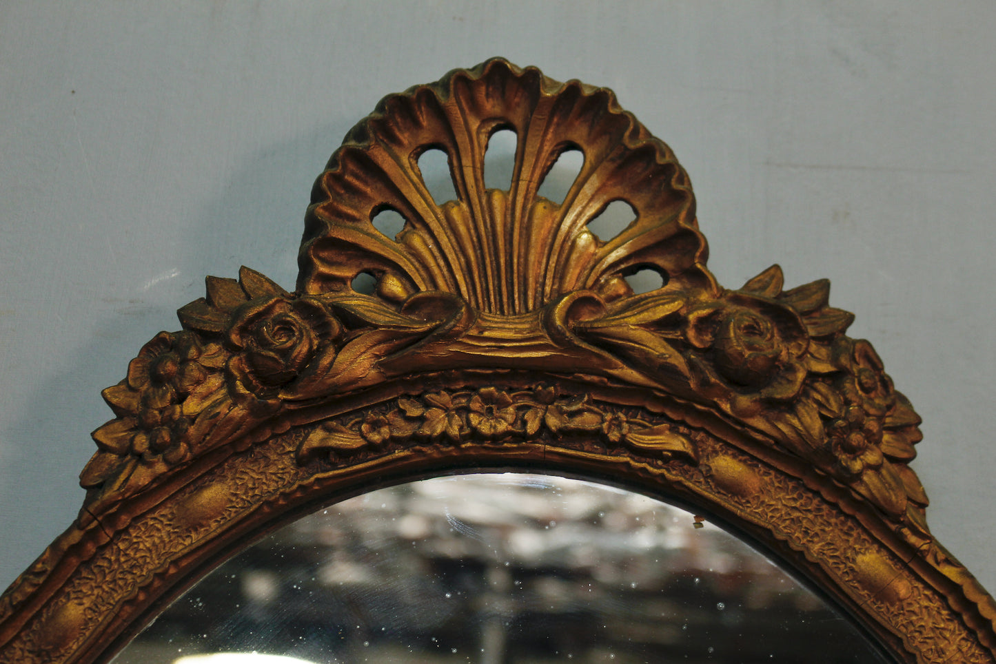 Antique Oval Floral Mirror