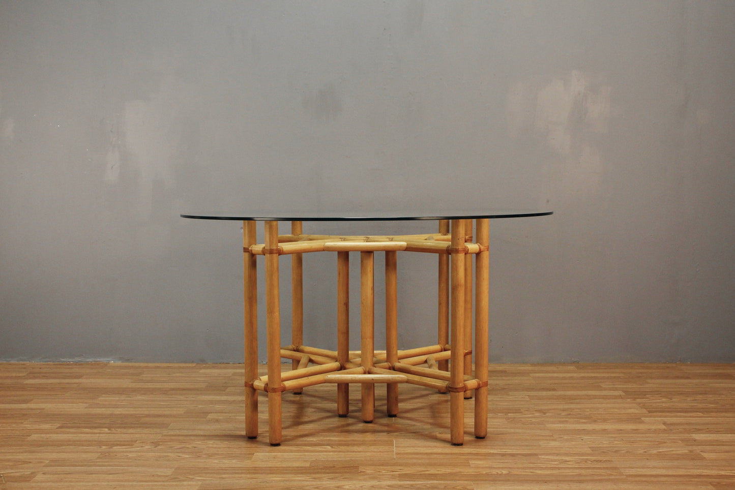 Bamboo & Glass Round Dining Table - ONLINE ONLY