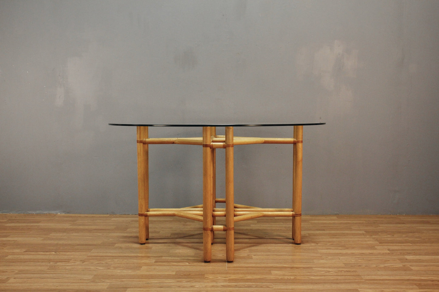 Bamboo & Glass Round Dining Table - ONLINE ONLY