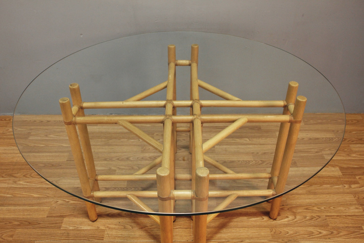 Bamboo & Glass Round Dining Table - ONLINE ONLY