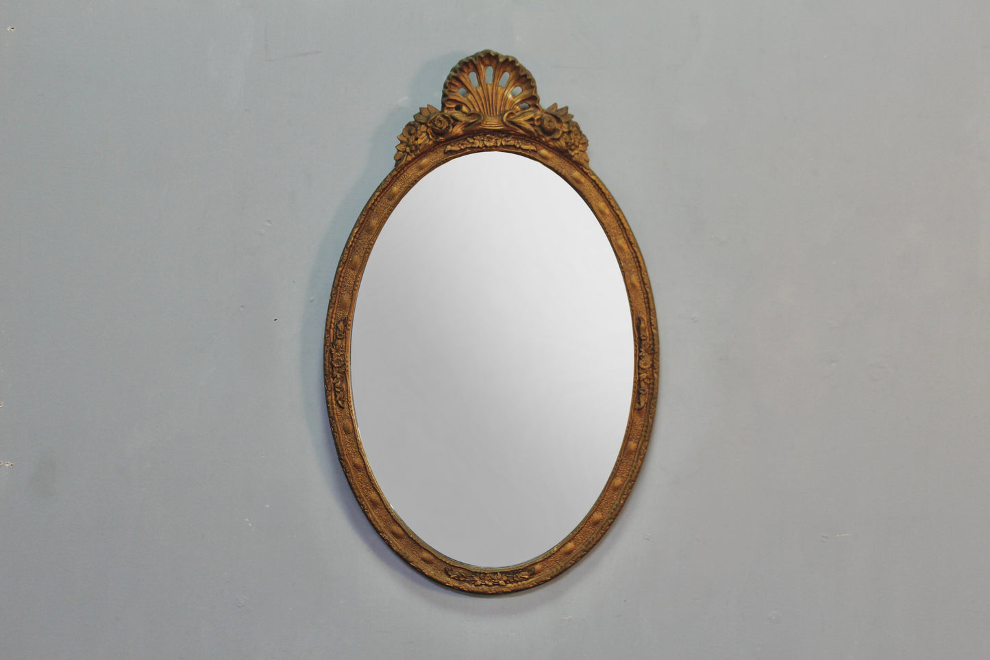Antique Oval Floral Mirror