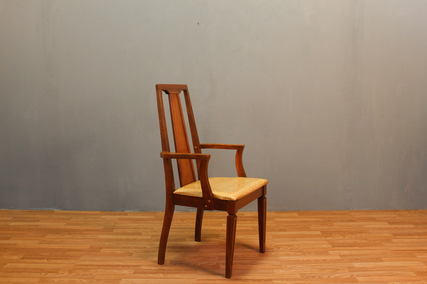 Mid Century Walnut & Marigold Armchair