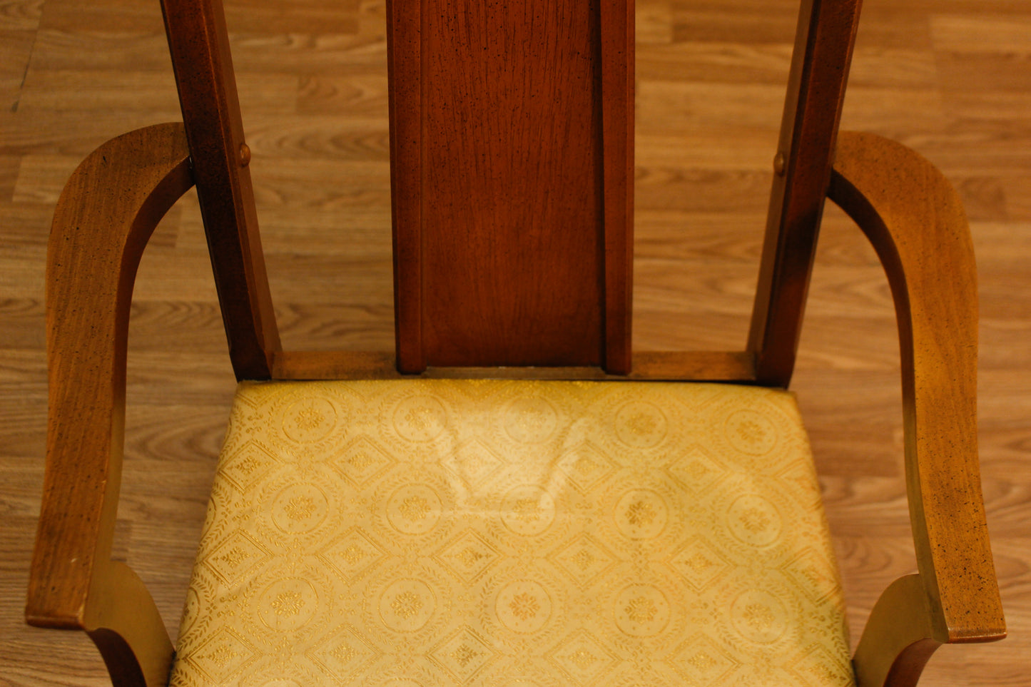 Mid Century Walnut & Marigold Armchair