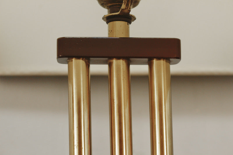 Mid Century Sculptural Walnut & Brass Table Lamp