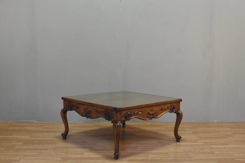 Large Provincial Glass-Top Coffee Table - ONLINE ONLY