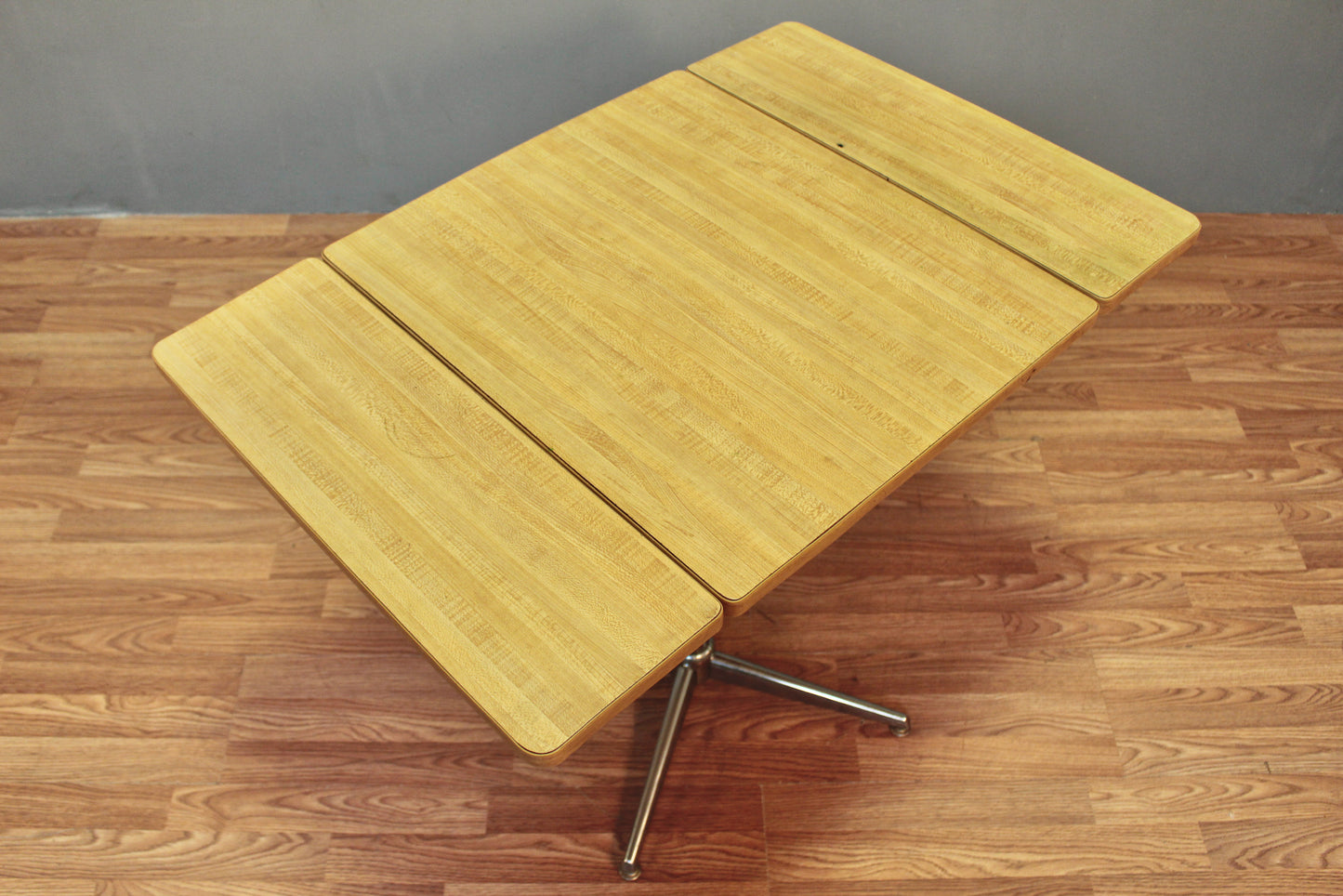 Blonde Laminate & Chrome Drop-Leaf Kitchen Table