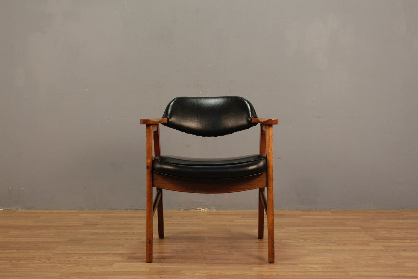 Mid Century Black Vinyl Armchair F