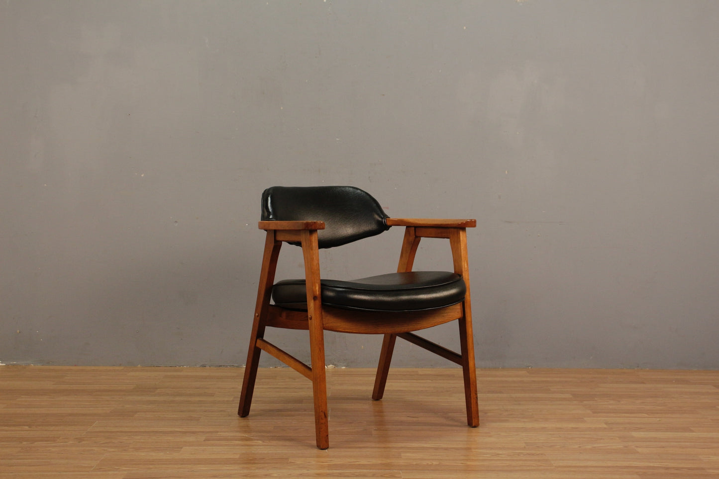 Mid Century Black Vinyl Armchair F