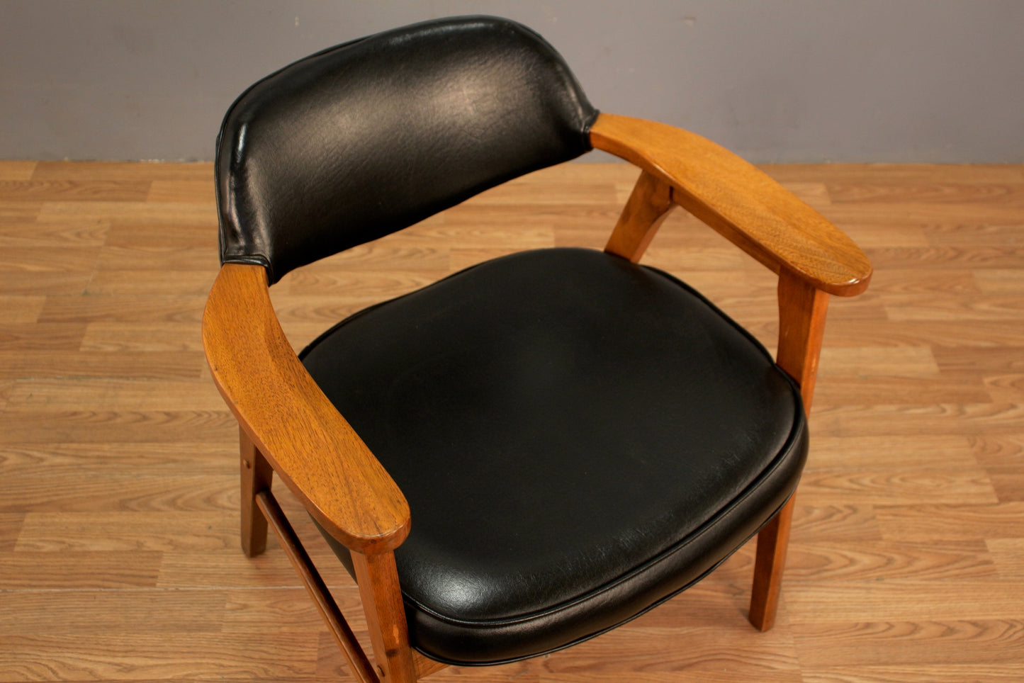 Mid Century Black Vinyl Armchair F