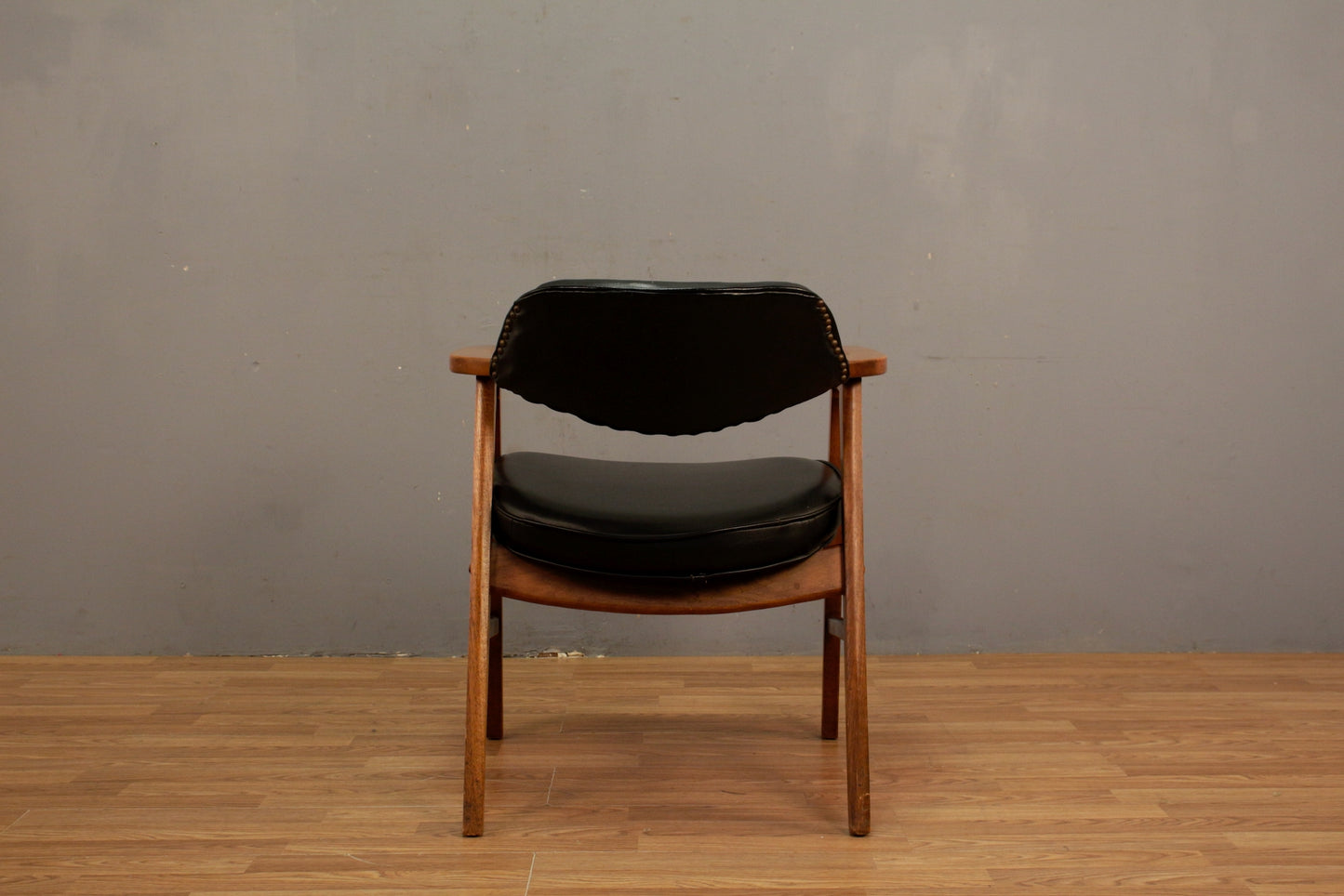 Mid Century Black Vinyl Armchair F