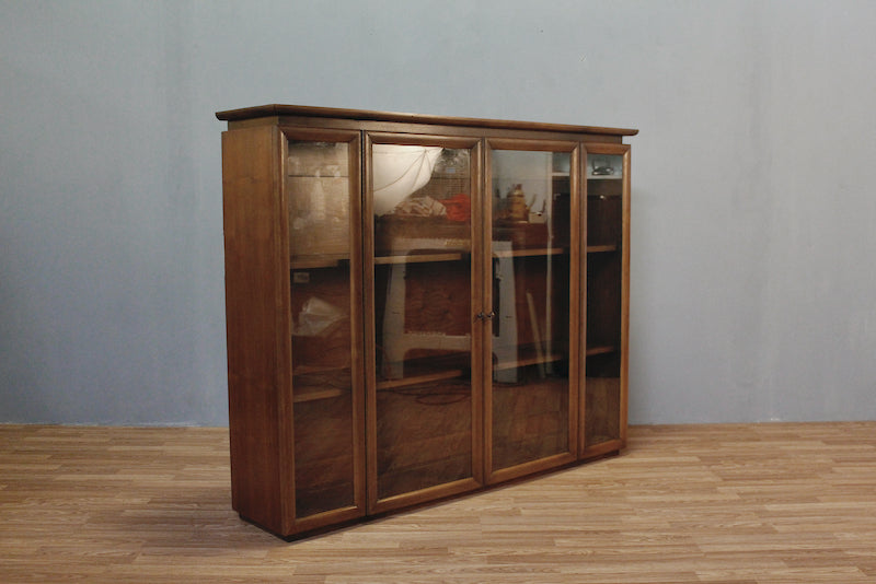Mid Century Walnut & Glass 2-Door Bookcase - ONLINE ONLY – Furnish Green