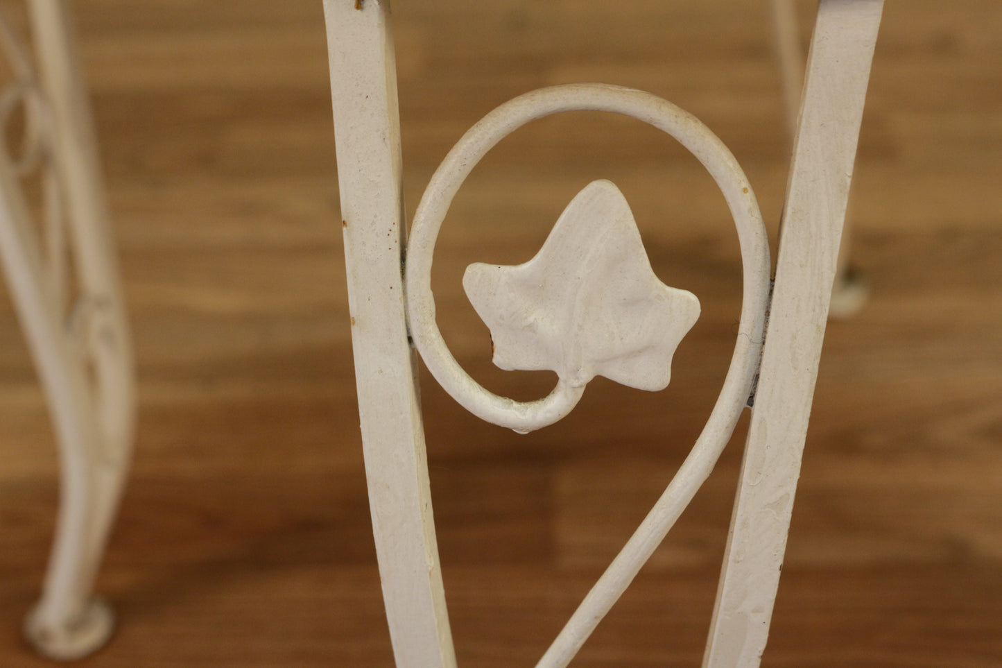 White Iron & Lapis Floral Side Chair