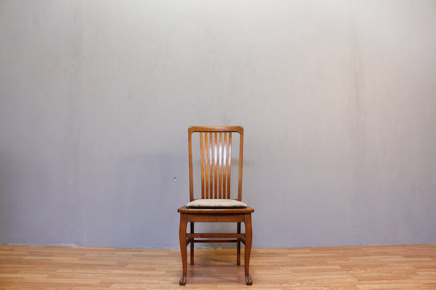 Oak & Gray Velveteen Side Chair