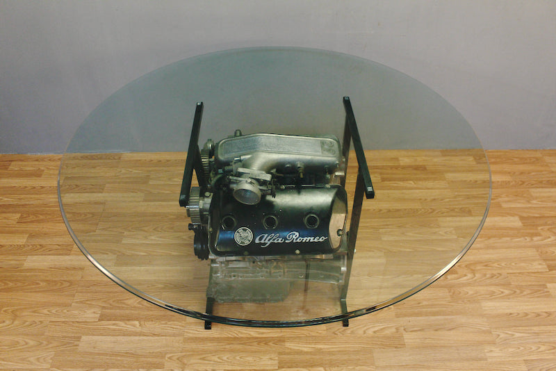 Alfa Romeo Engine & Glass Dining Table - ONLINE ONLY