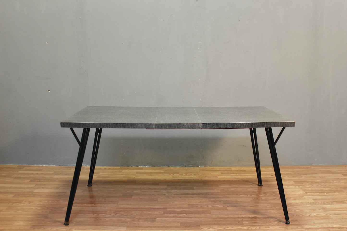 Atomic Black & Gray Laminate Dining Table With Leaf