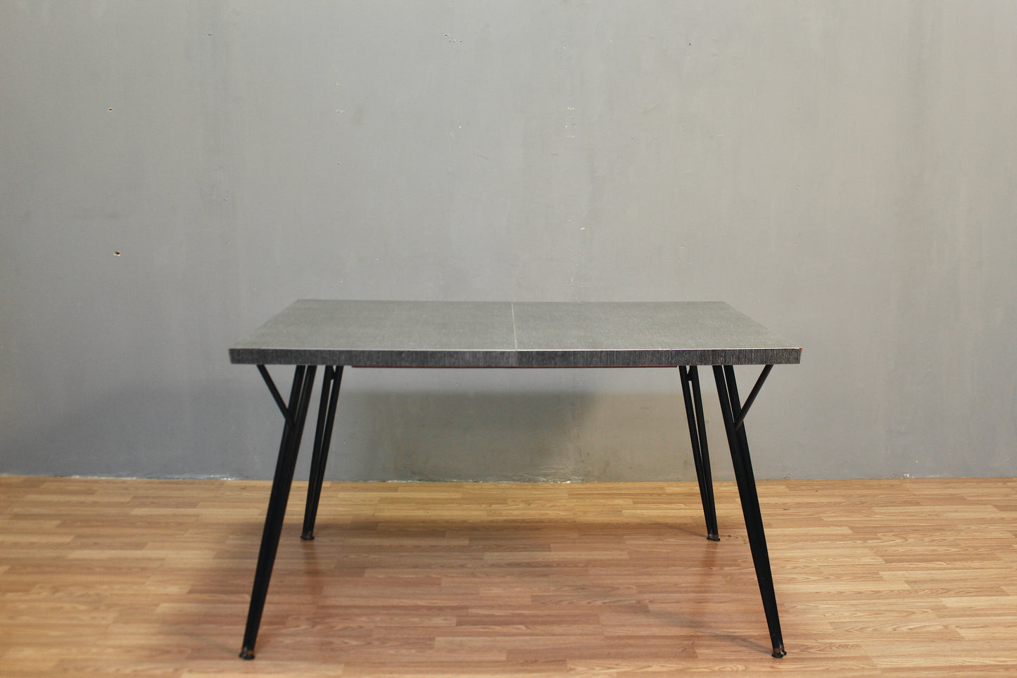 Atomic Black & Gray Laminate Dining Table With Leaf