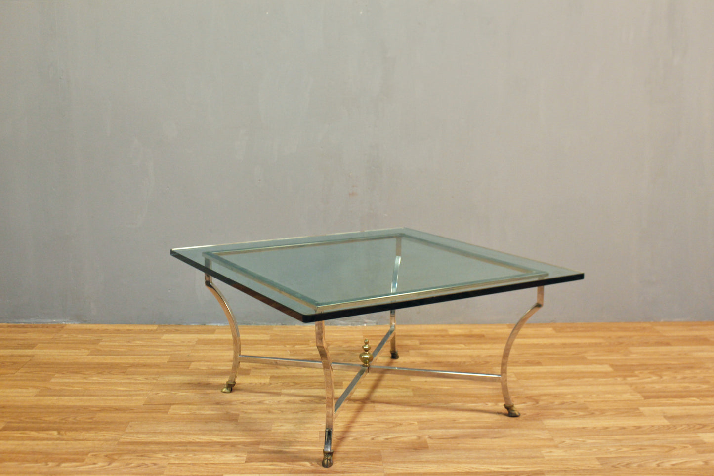 Hollywood Regency Square Glass Coffee Table - ONLINE ONLY
