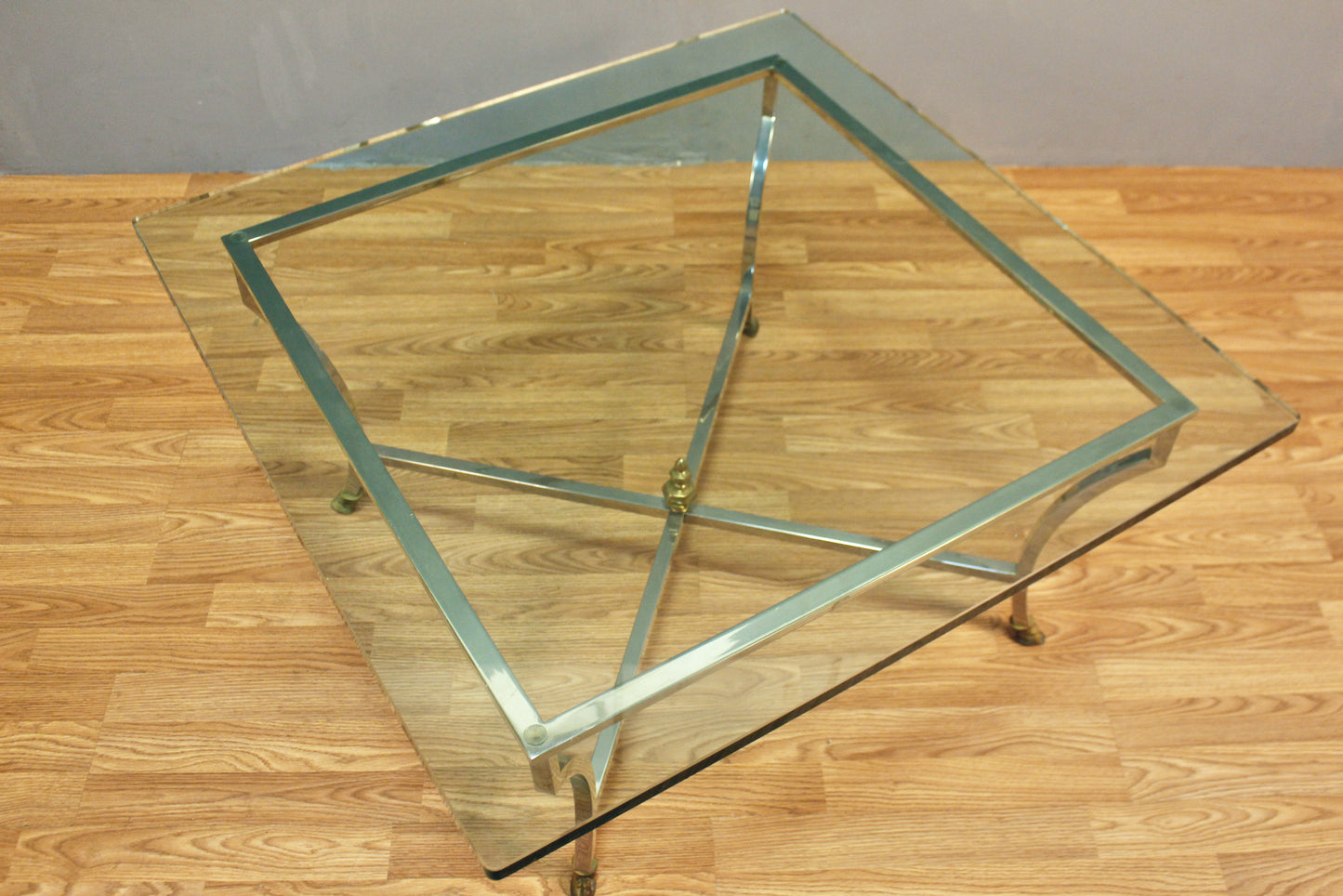 Hollywood Regency Square Glass Coffee Table - ONLINE ONLY