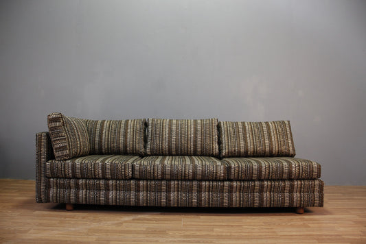 1970s Neutral Striped One-Arm Sofa