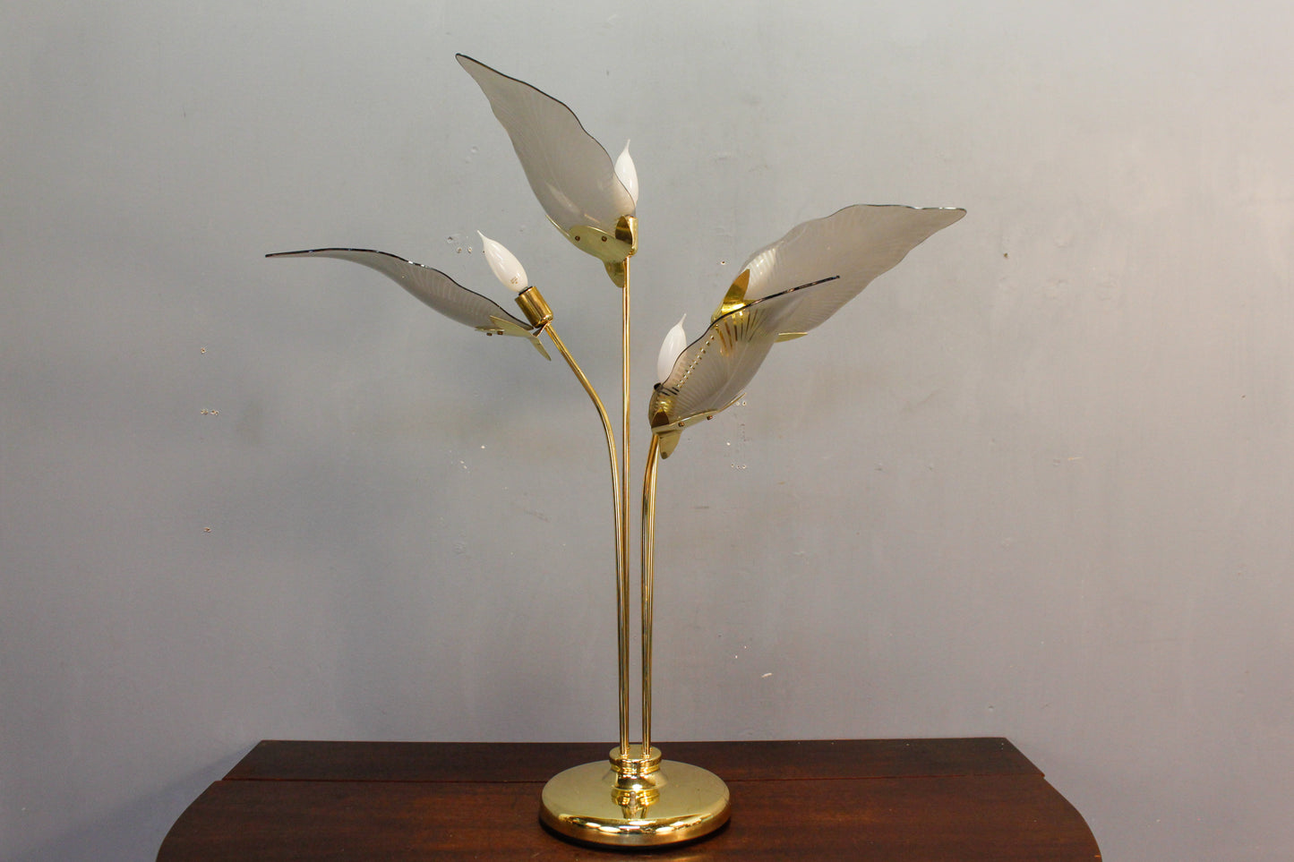 Gold & Smoked Glass Petal Table Lamp