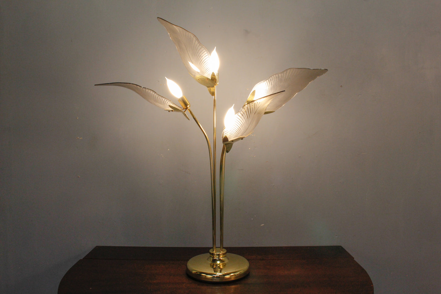 Gold & Smoked Glass Petal Table Lamp