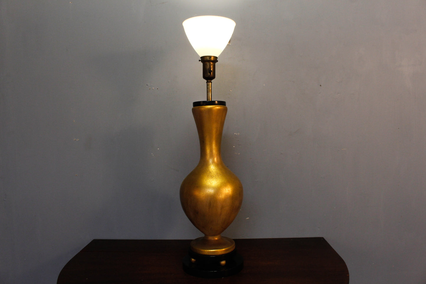 Large Gold Ceramic & Glass Table Lamp