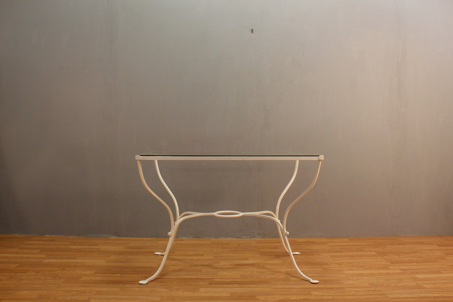 White Iron & Glass Kitchen Table - ONLINE ONLY