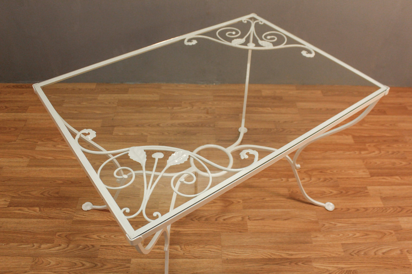 White Iron & Glass Kitchen Table - ONLINE ONLY