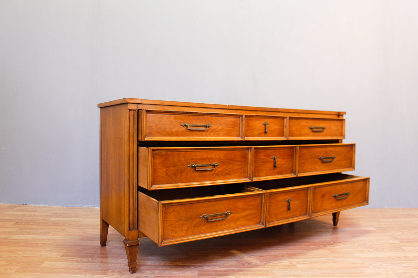 Mid Century Neoclassical 7-Drawer Credenza
