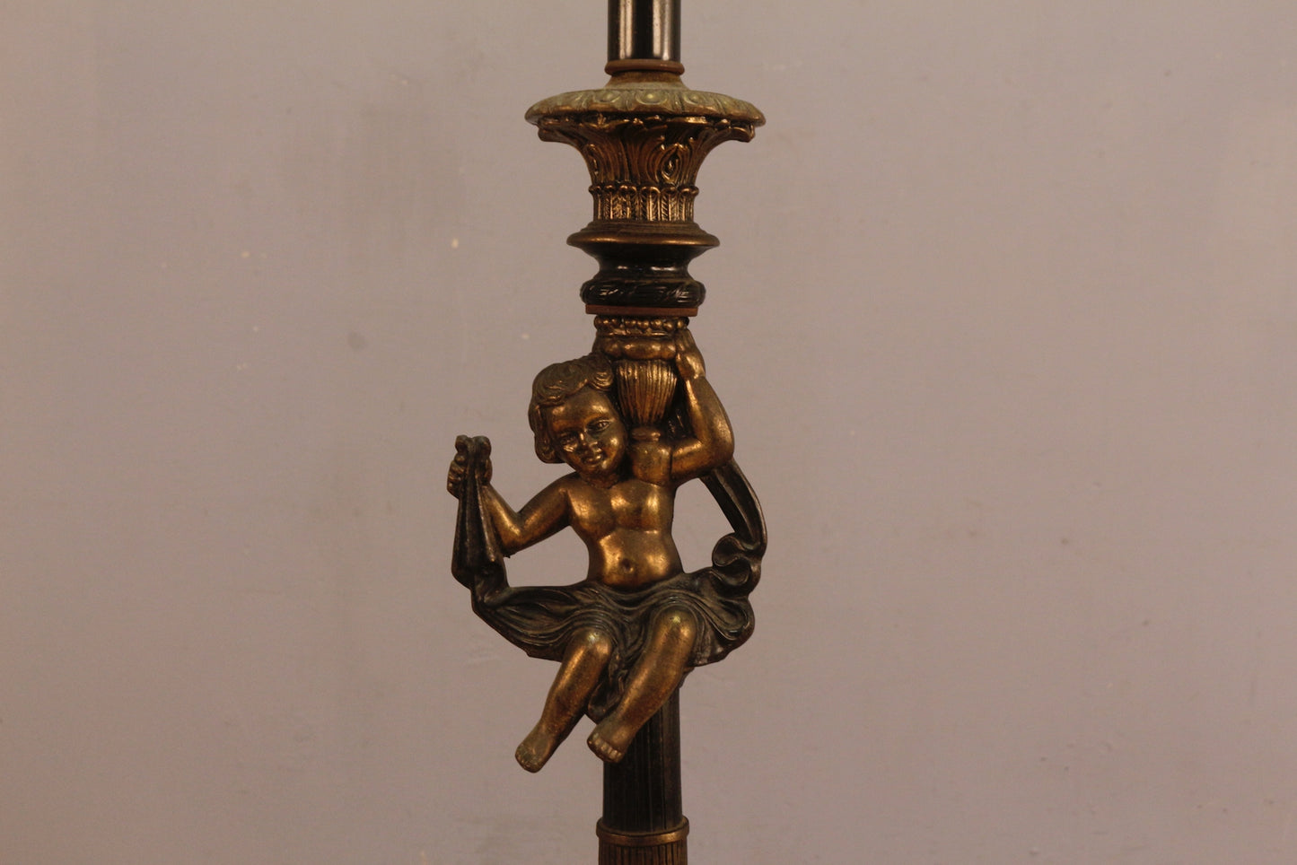 Ornate Brass & Glass Side Table Floor Lamp