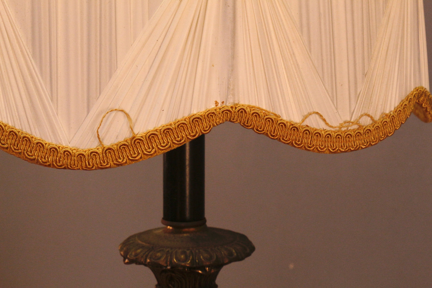 Ornate Brass & Glass Side Table Floor Lamp